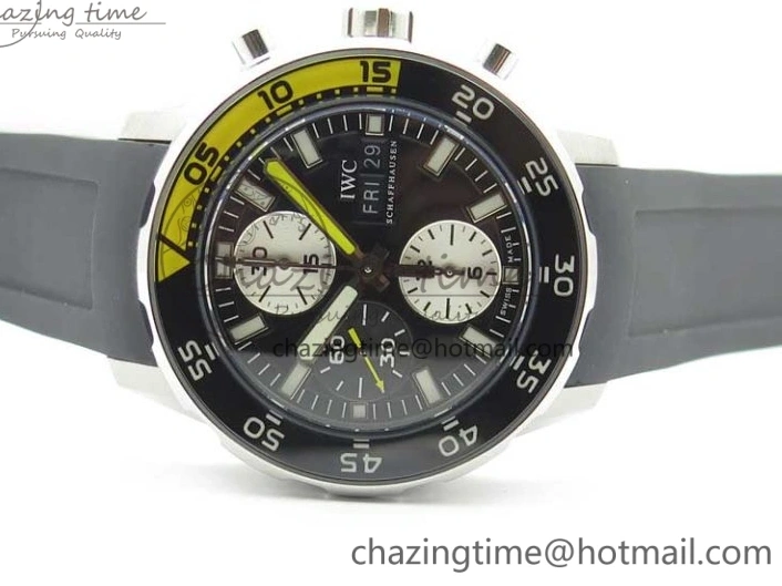 MIROTIME 0103 Aquatimer Chrono IW376702 SS BLS 1:1 Best Edition Black Dial on Black Rubber Strap A WellDesigned 7105